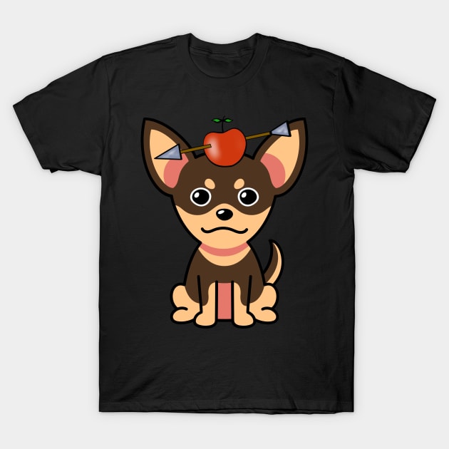 Cute small dog has an apple and arrow on head T-Shirt by Pet Station